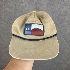 Texas Hill Country Provisions Hat Cap The Guadalupe Rope Snapback Beige TX Flag